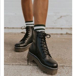 Leather platform boots